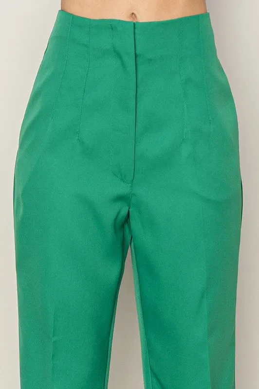 Green Straight Leg Cropped Pants