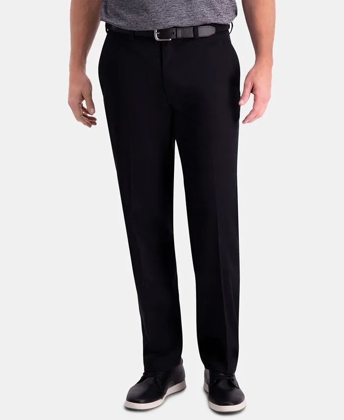 Haggar Mens Regular fit Dress Pants 40 / 30 Black Solid Stretch