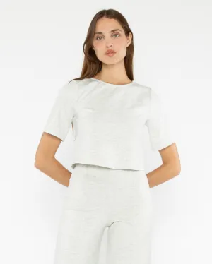 Heather Grey Ponte Knit Short Sleeve Top