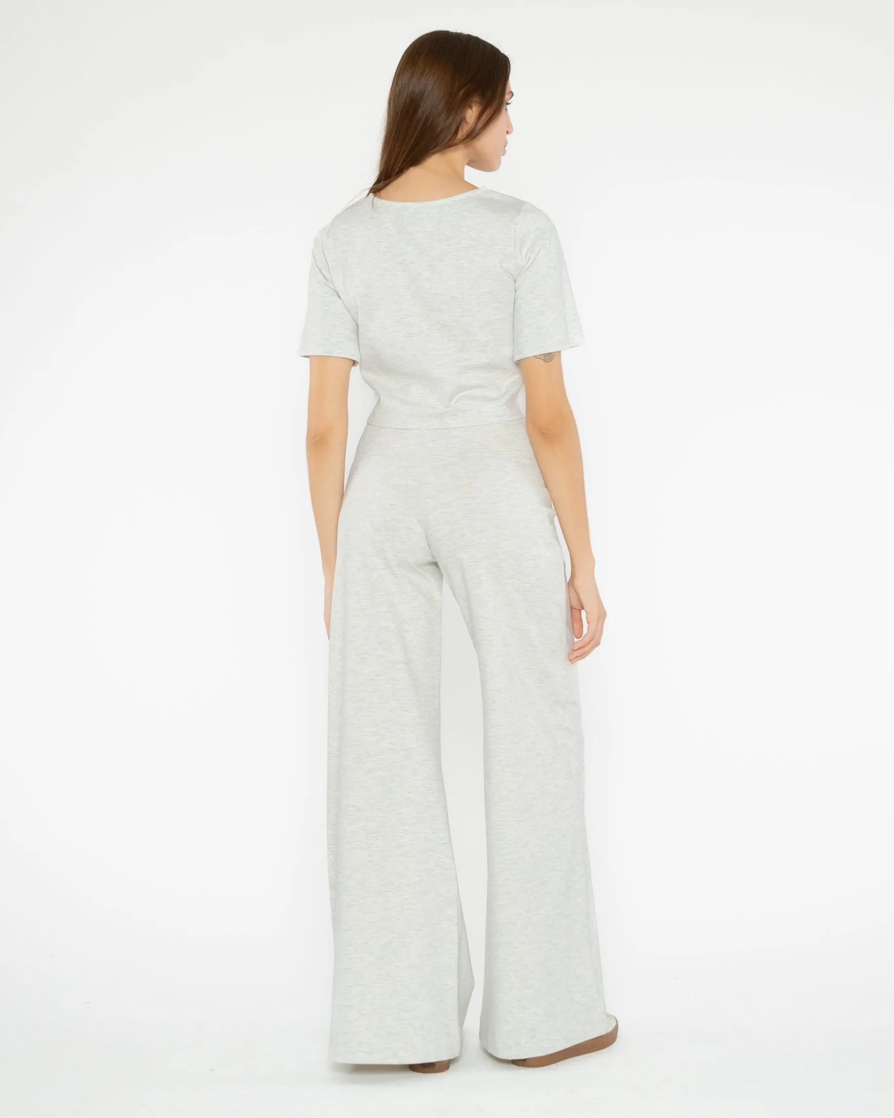 Heather Grey Ponte Knit Short Sleeve Top
