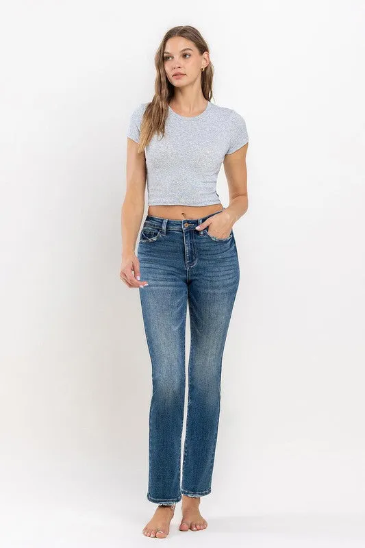 High Rise Stretch Slim Straight Jean
