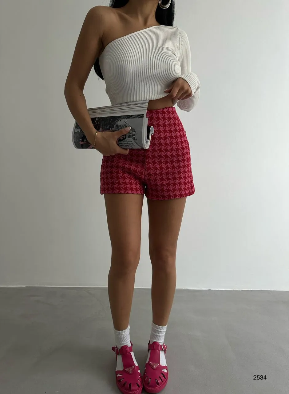High Waist Mini Tweed Shorts