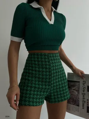 High Waist Mini Tweed Shorts