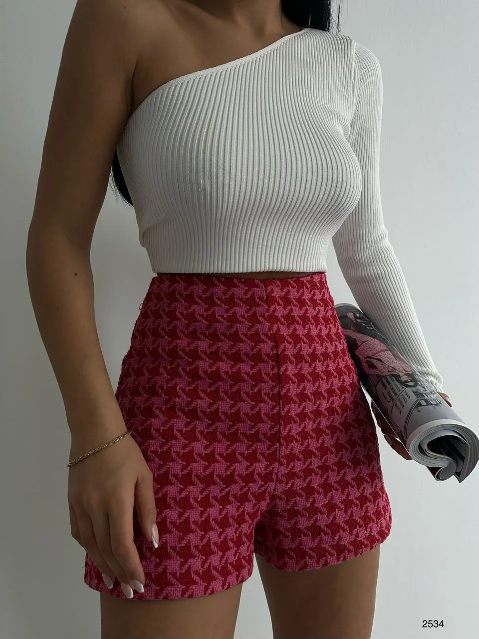 High Waist Mini Tweed Shorts