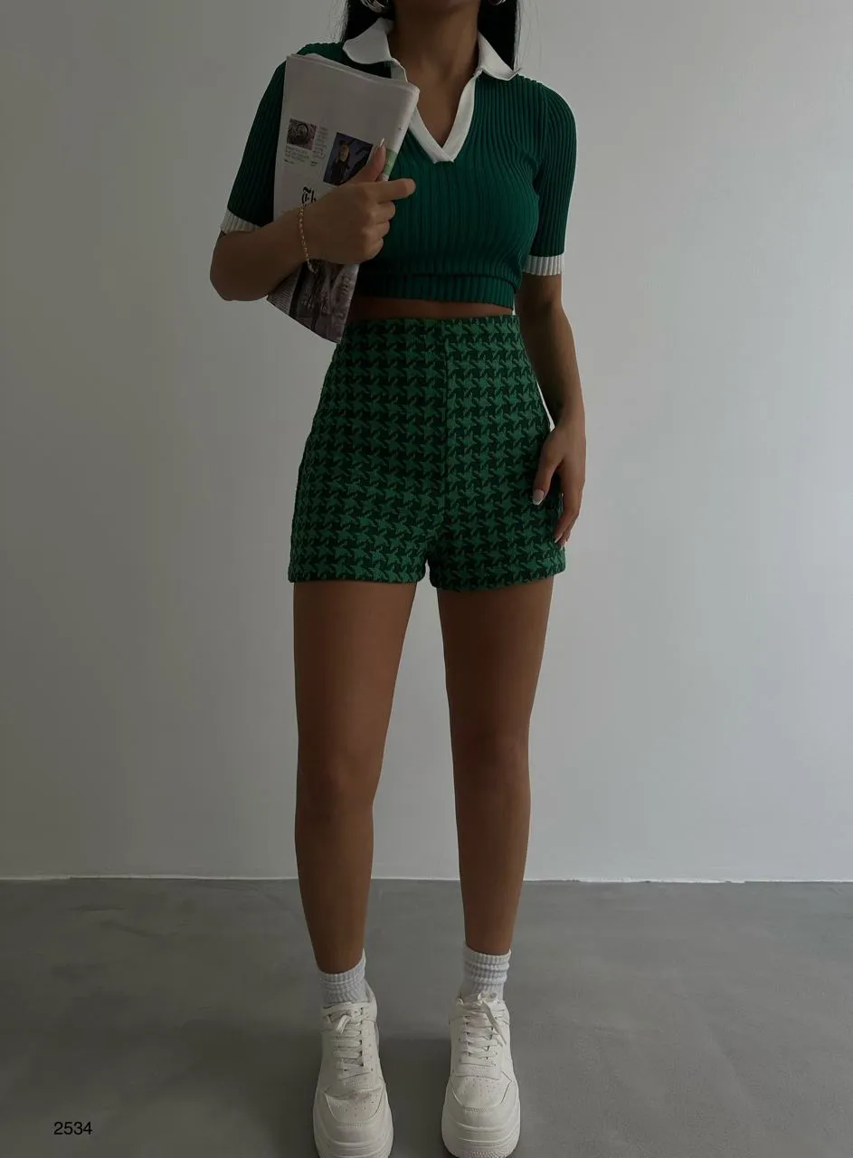 High Waist Mini Tweed Shorts
