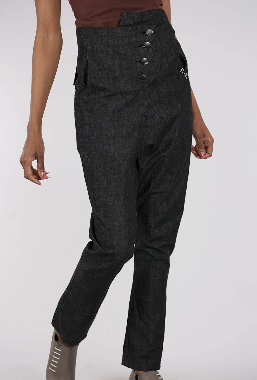 Hilly High Waist Denim Pants, Black