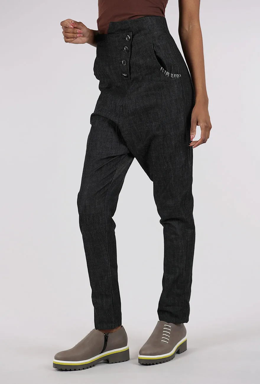 Hilly High Waist Denim Pants, Black
