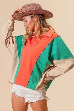 JANET- vibrant colorblock French Terry sweatshirt