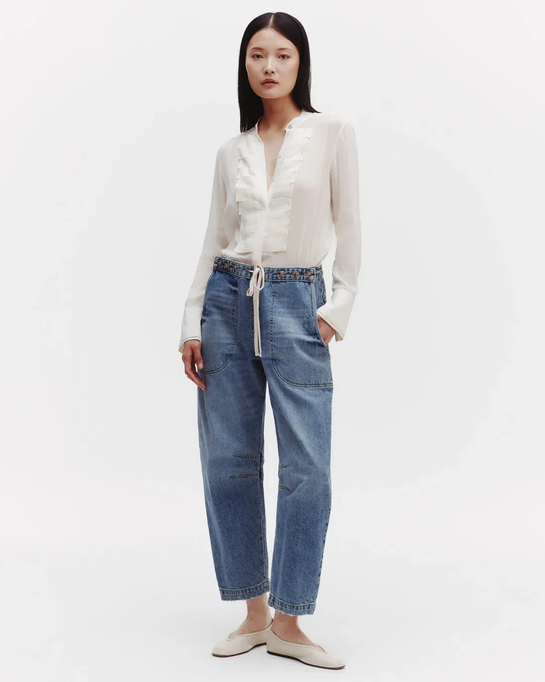 Jetties Beach Pant in Vintage Denim