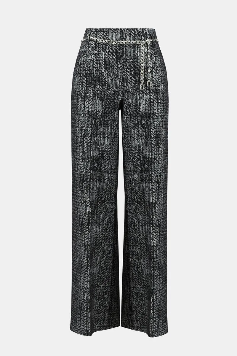 Joseph Ribkoff Tweed Knit Wide-Leg Pull-On Pants