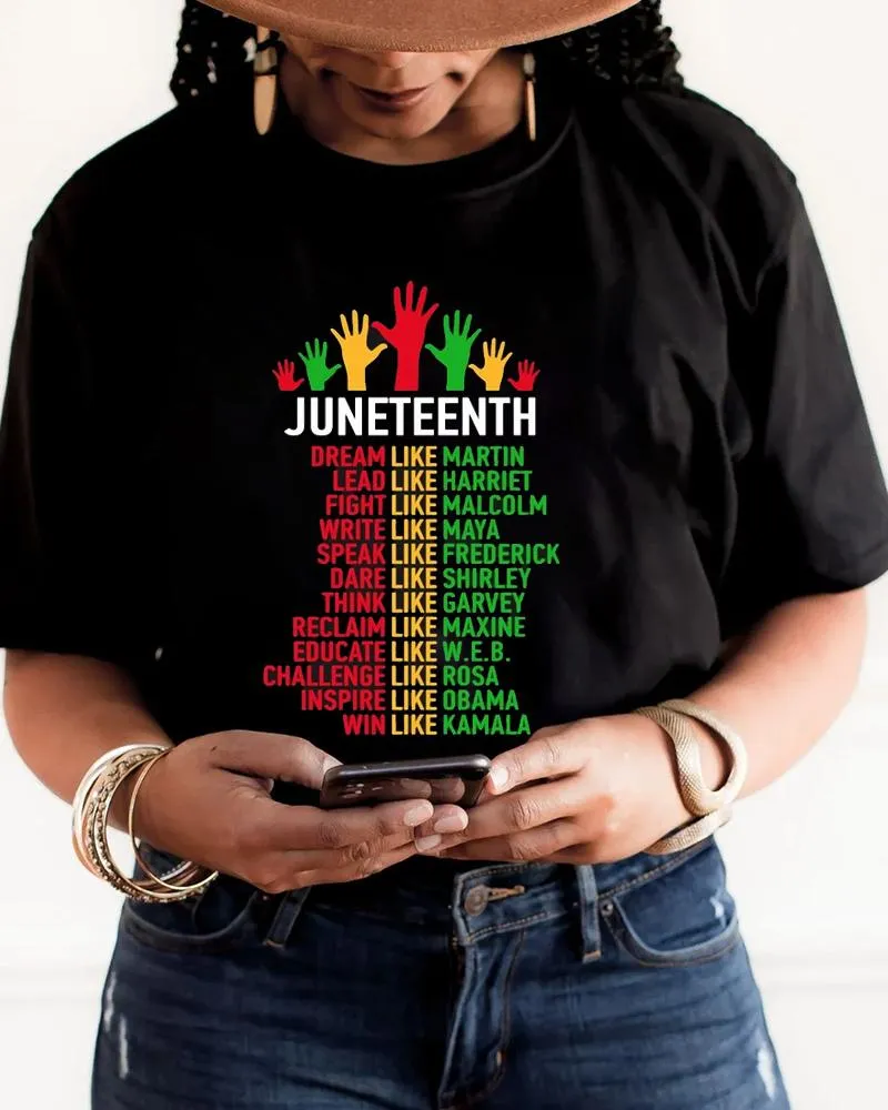 Juneteenth Simple Letter Print Short Sleeve Ladies