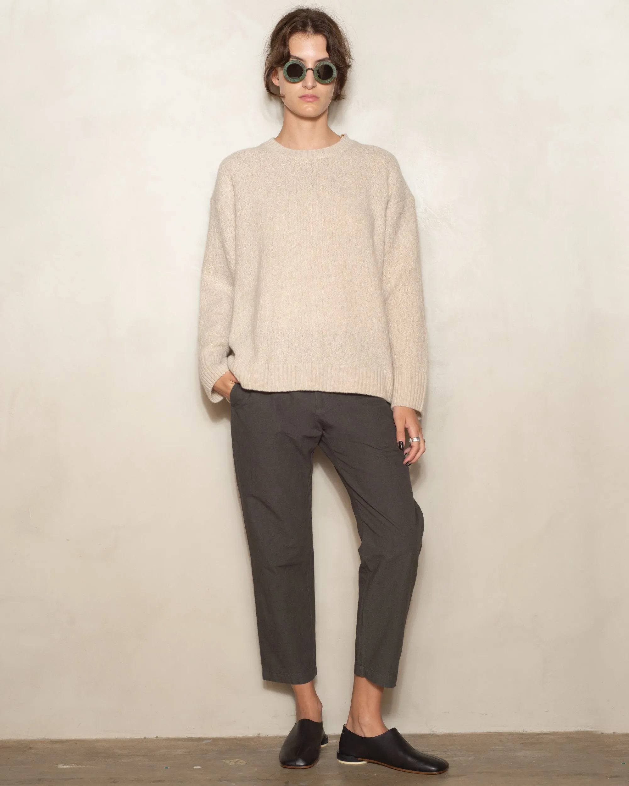 Khaki Ramie Classic Pants