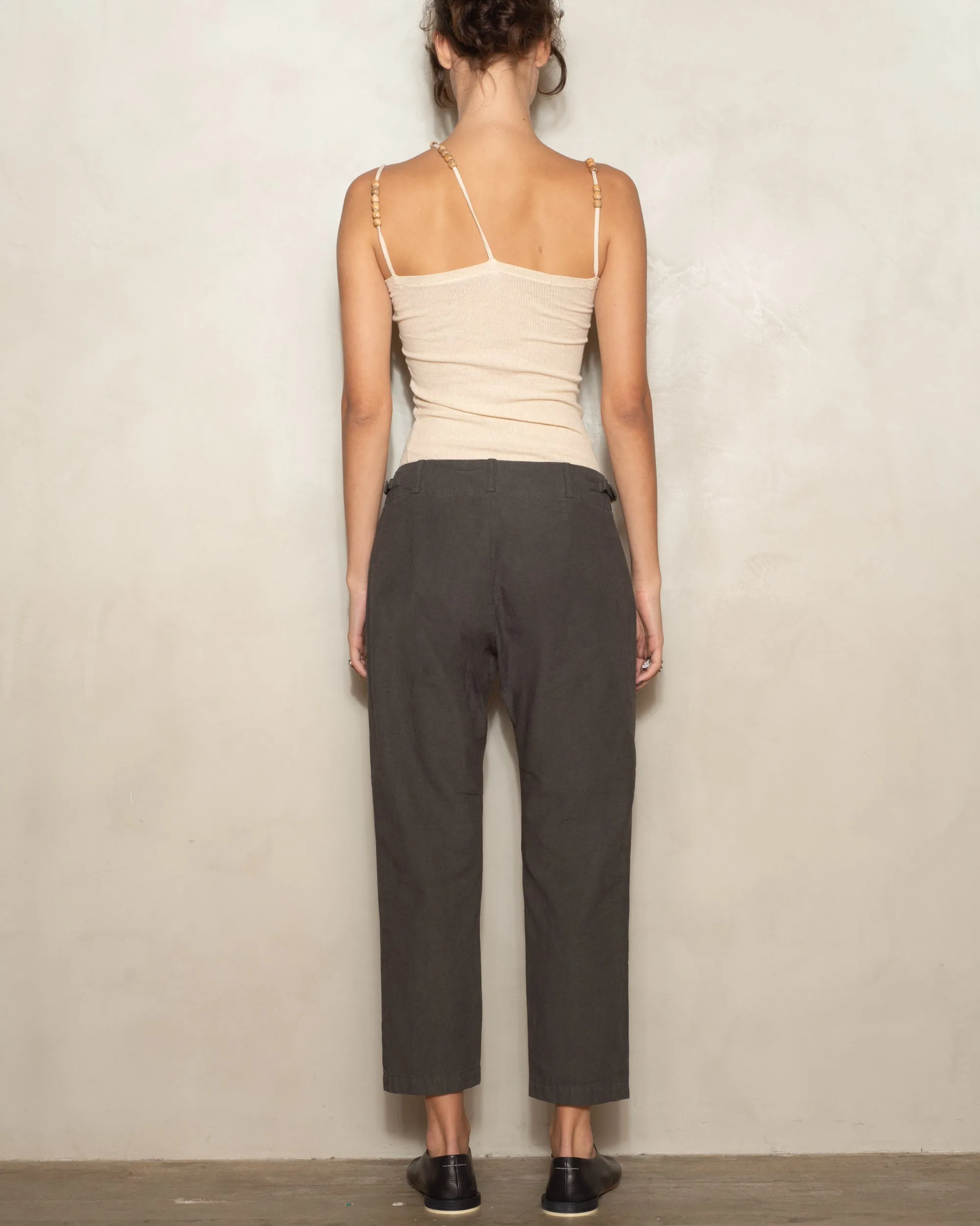 Khaki Ramie Classic Pants