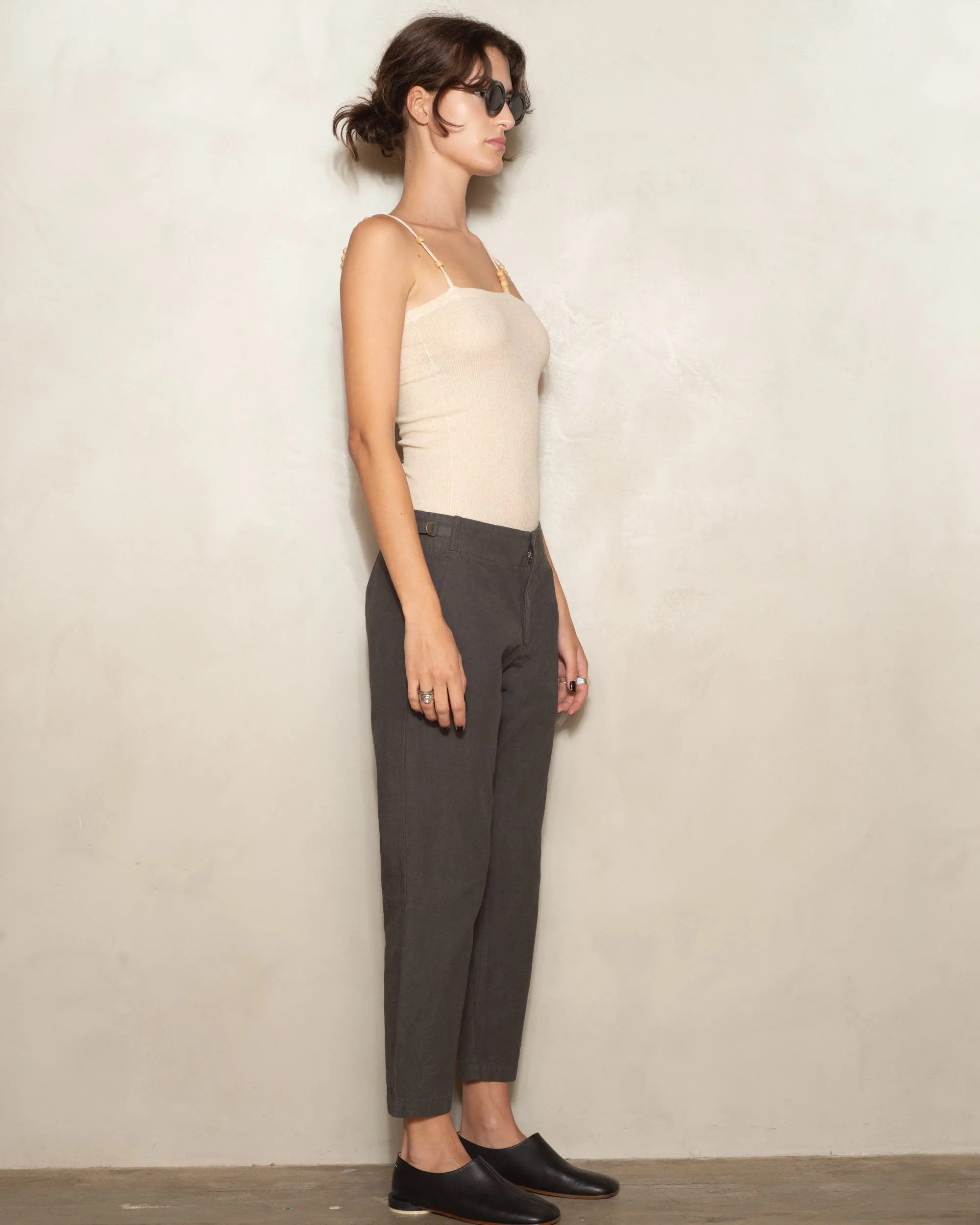 Khaki Ramie Classic Pants