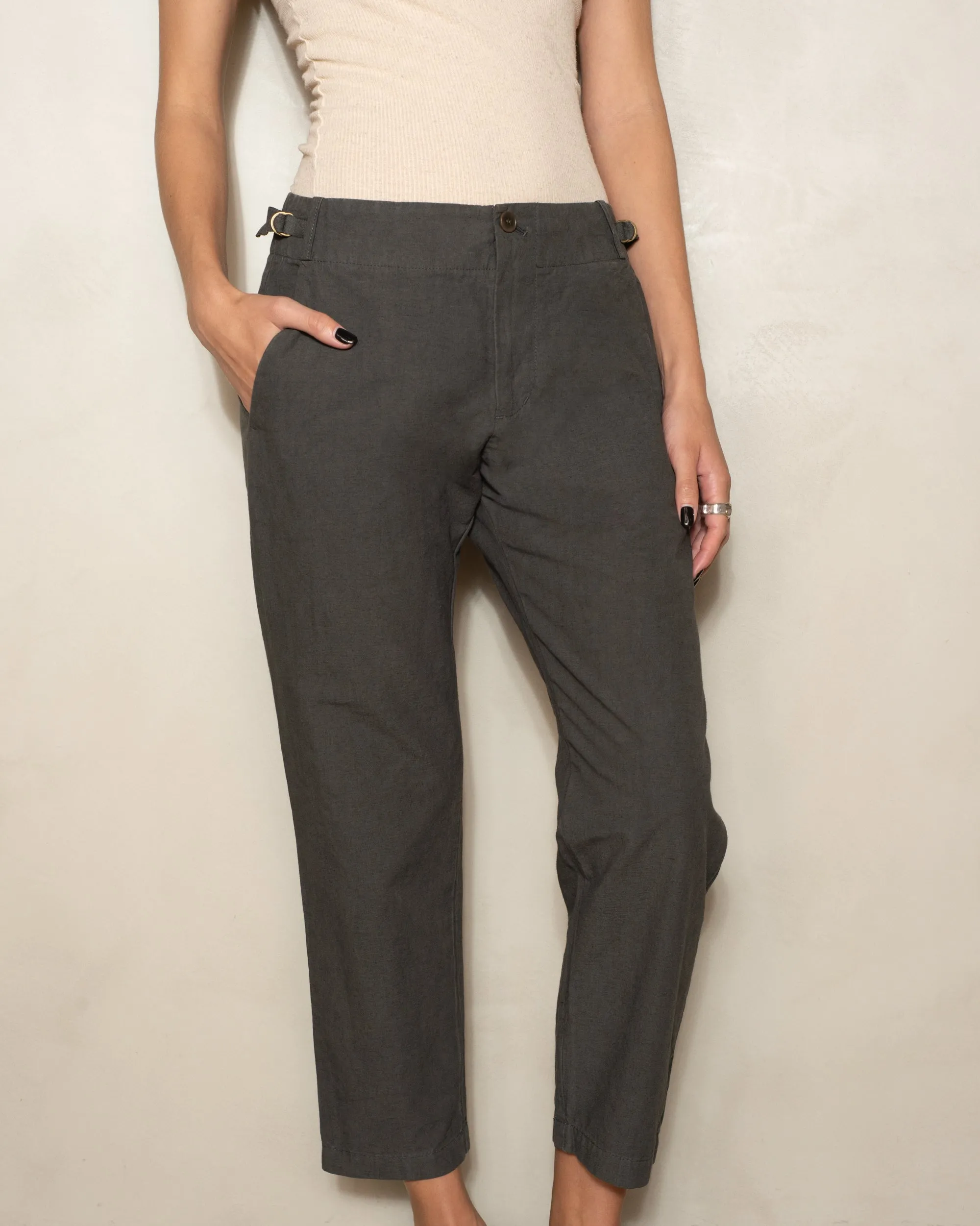 Khaki Ramie Classic Pants