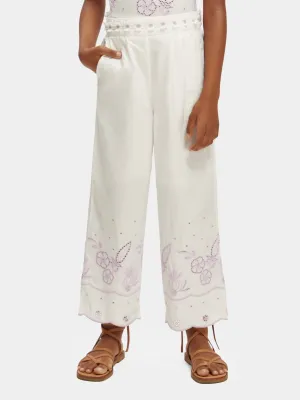 Kids - Cropped broderie anglaise pants