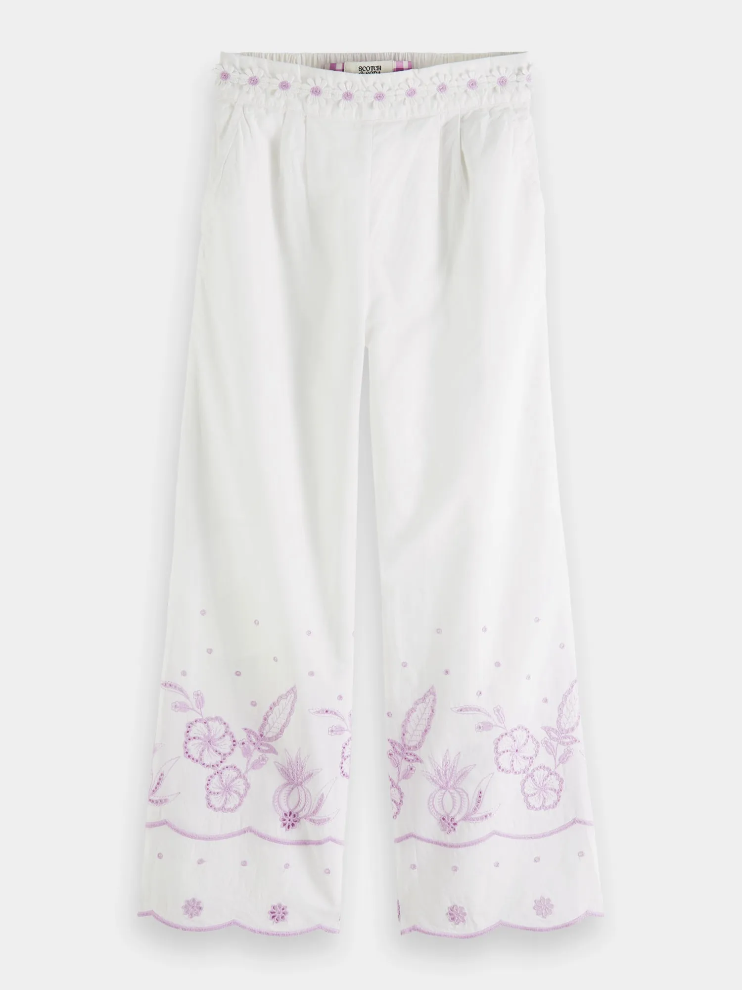 Kids - Cropped broderie anglaise pants