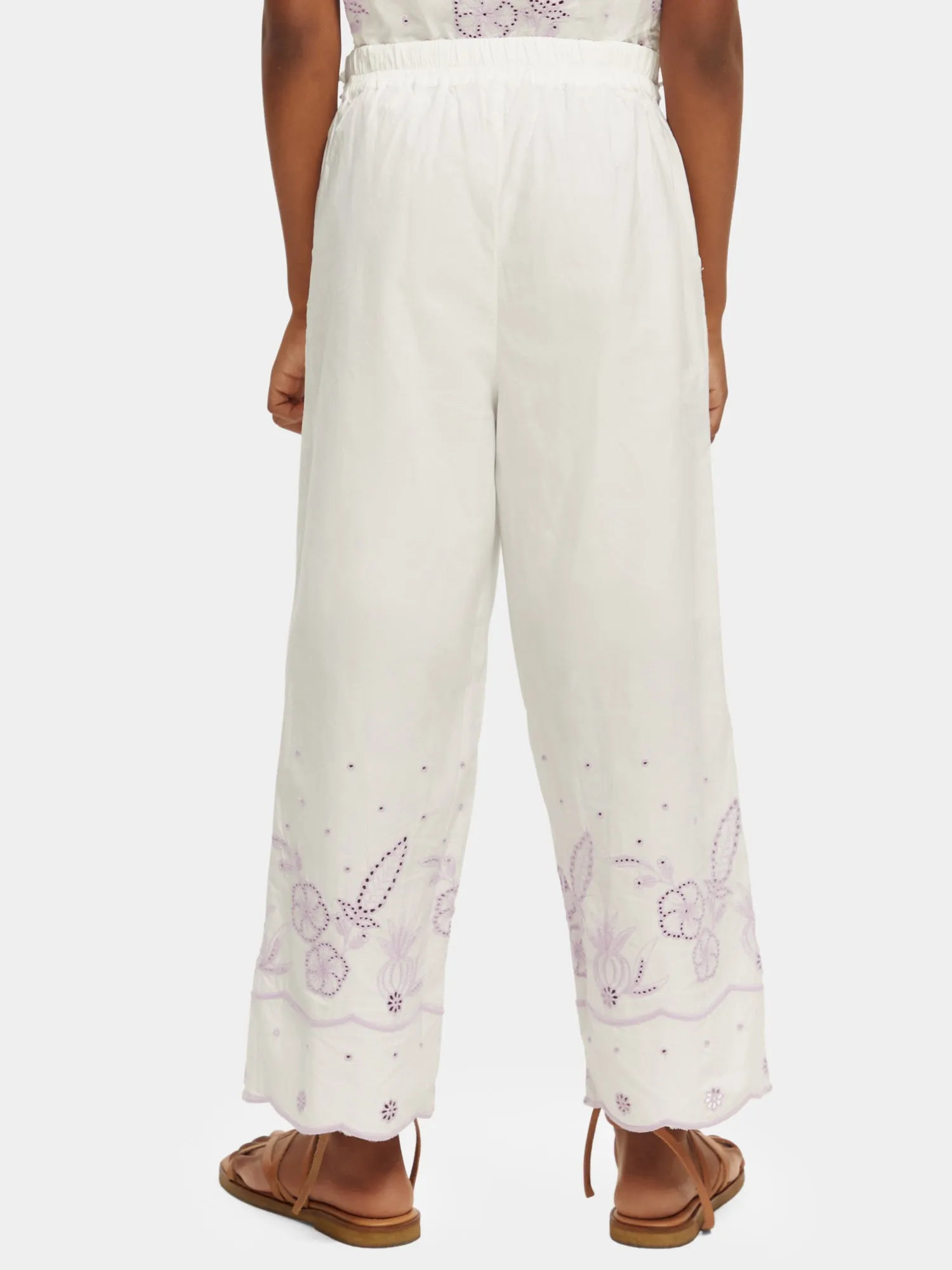 Kids - Cropped broderie anglaise pants
