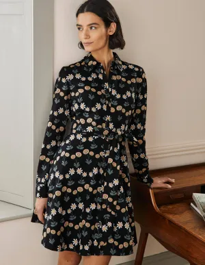 Kitty Shirt Dress-Black, Delicate Daisy
