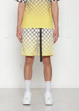 Konus Men's Ombre Checker Shorts In Yellow