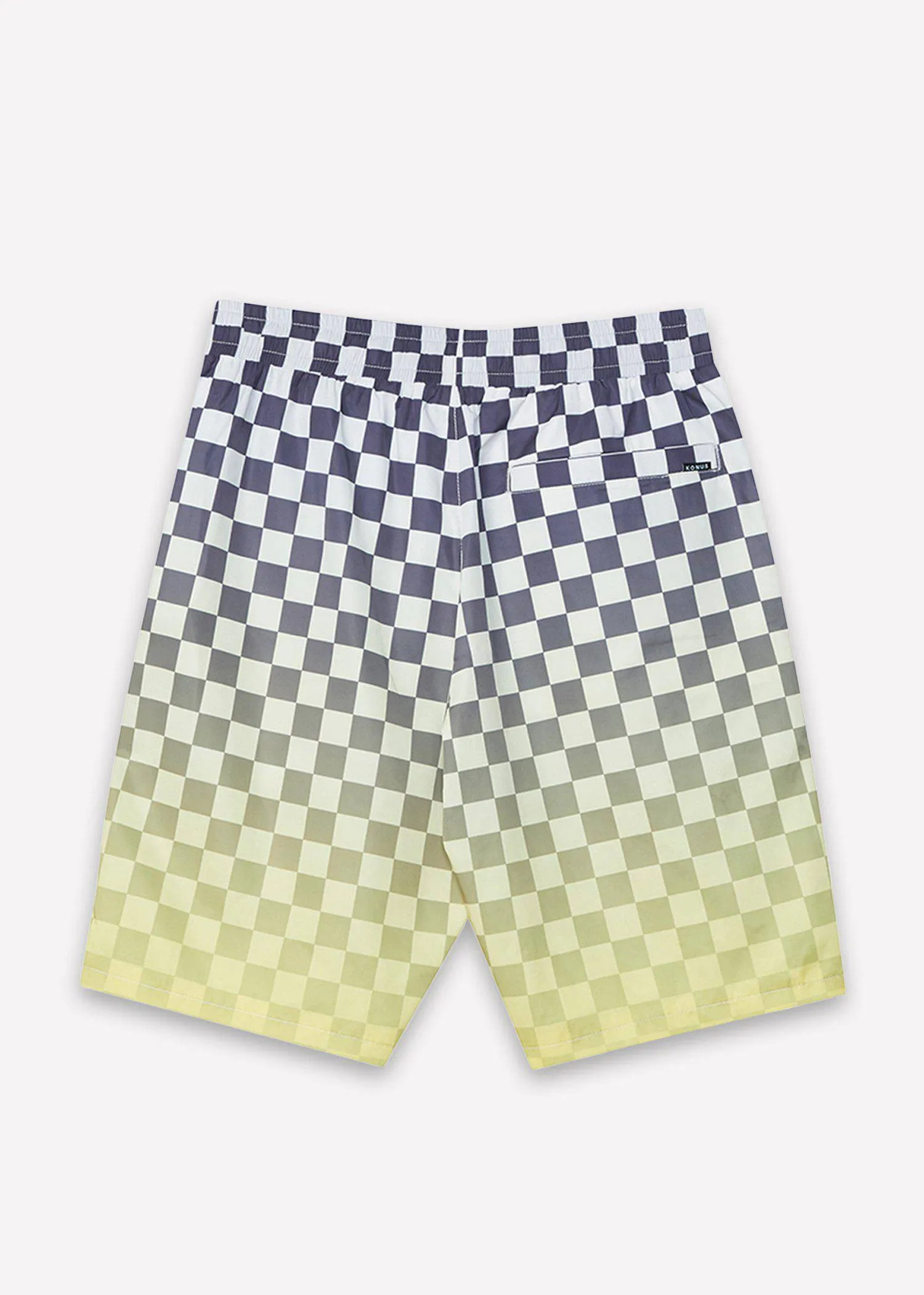 Konus Men's Ombre Checker Shorts In Yellow