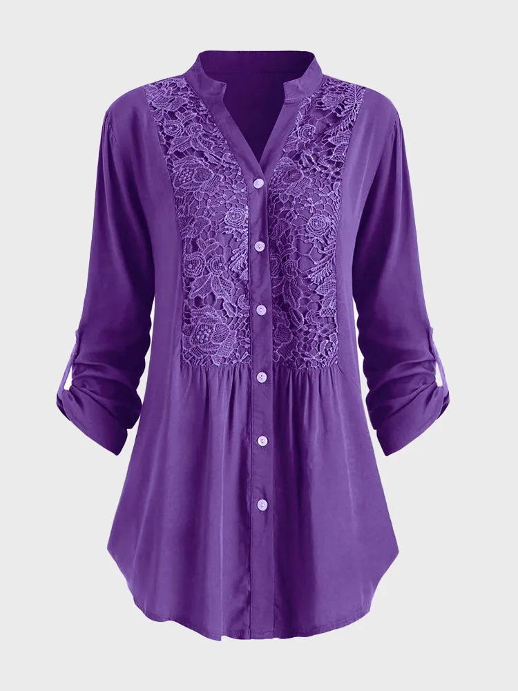 Lace Plus Size Spring Shirt