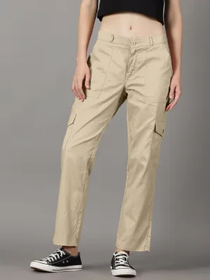 Light Beige Cotton 6 Pocket Cargo Pants