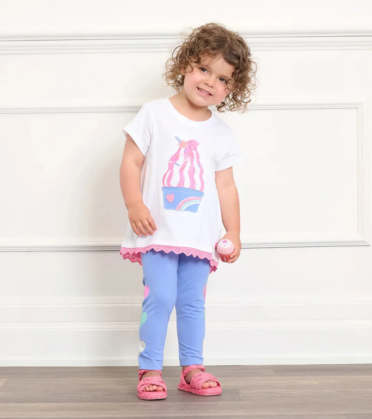Light Blue Jewel Hearts Detail Leggings