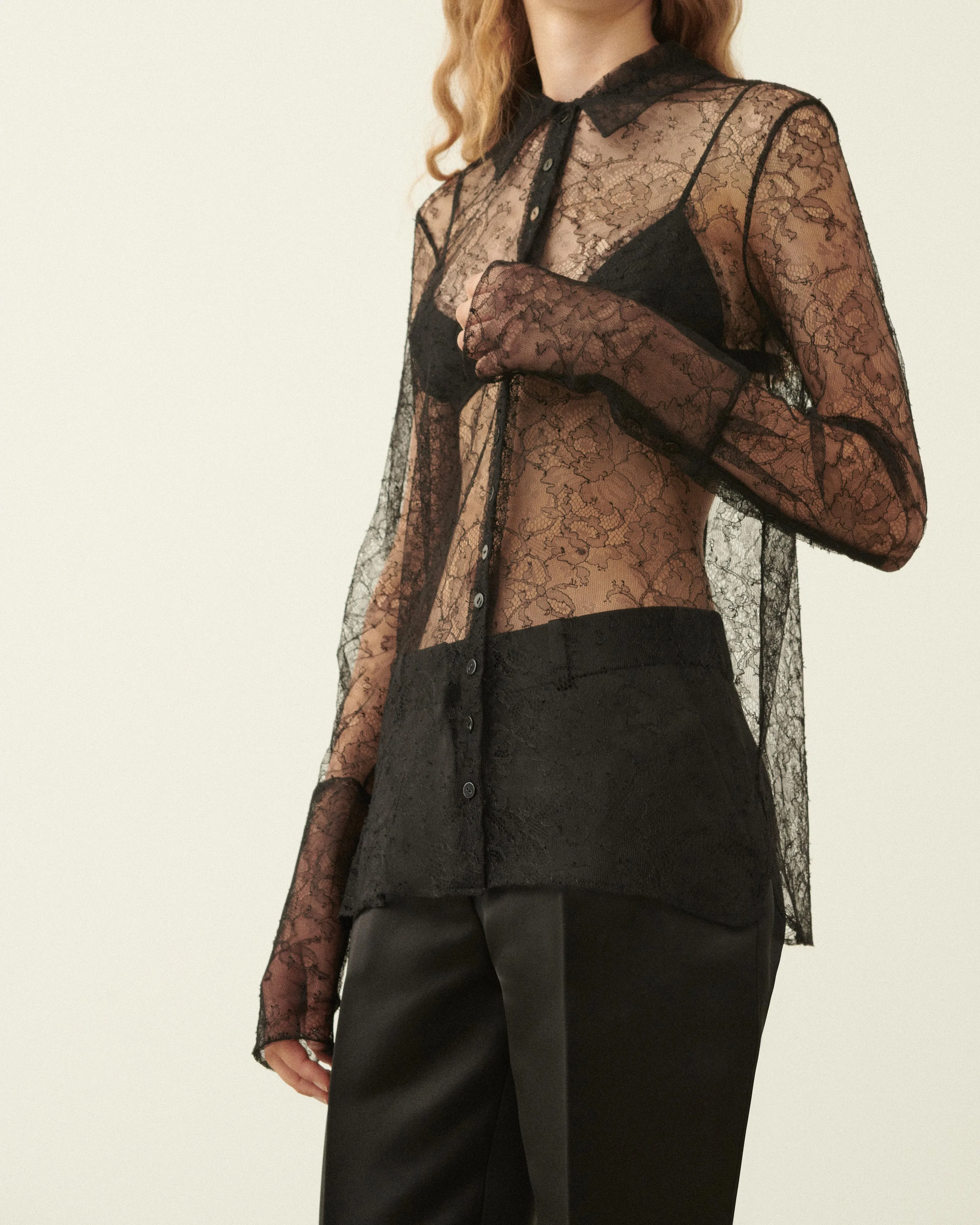 Livia Shirt in Lace, Black
