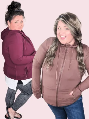 Malia Athletic Fit Full Zip Top w/Hood (5 colors!)