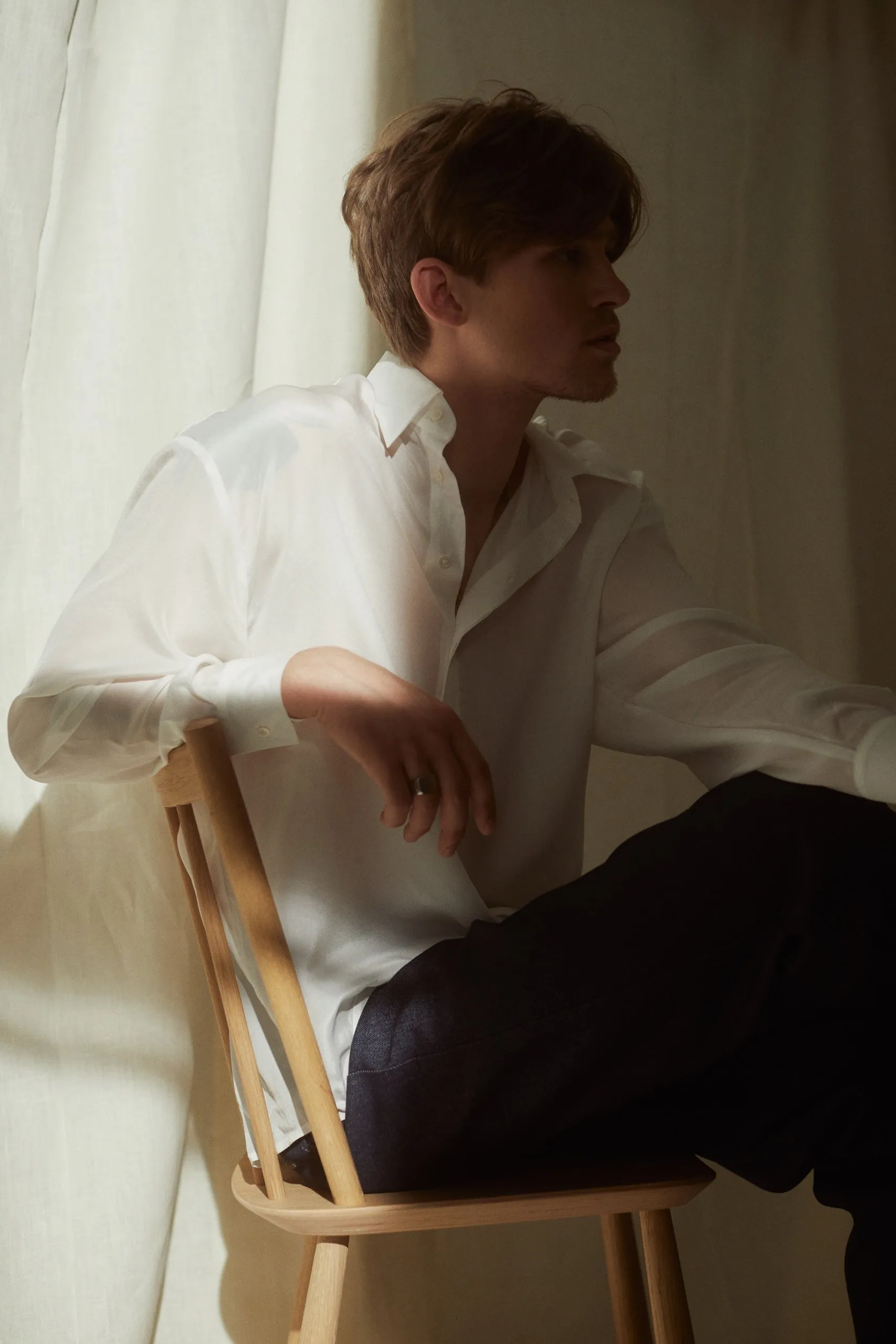 Man Shirt Silk White