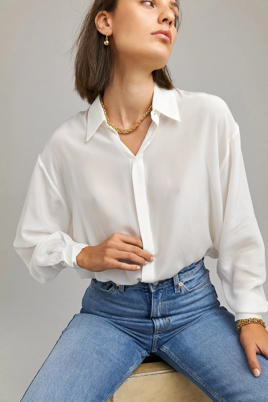 Man Shirt Silk White