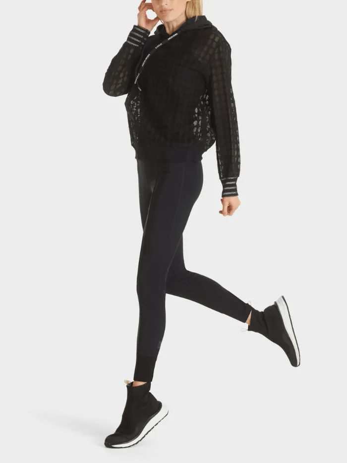 Marc Cain Sports T Black Mesh Hooded Sweatshirt TS 44.17 J49 COL 900