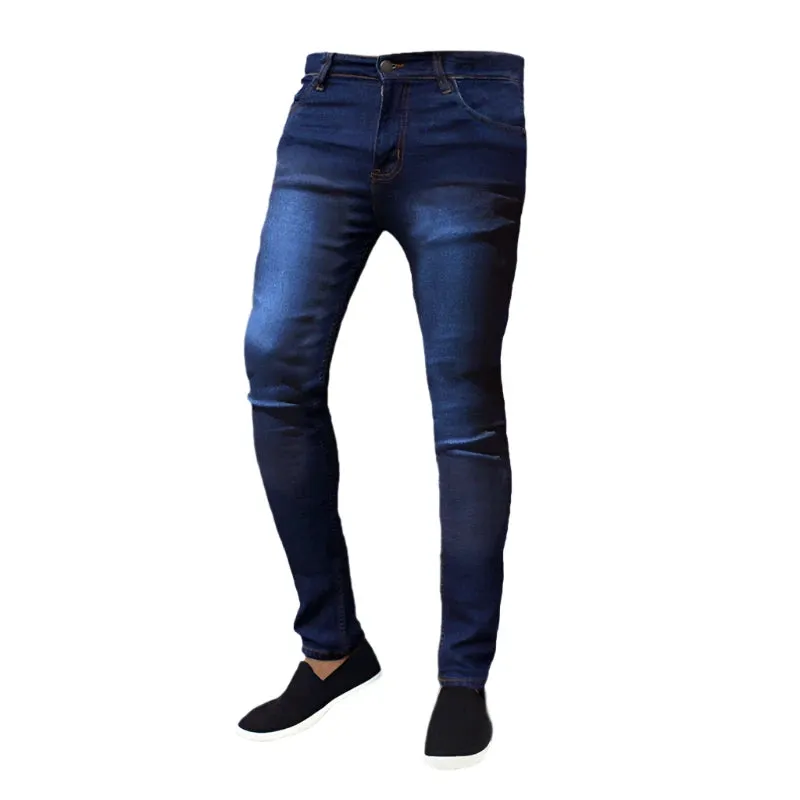 Men's Black Slim Fit Jeans - High Stretch Business Denim Trousers, Vintage Casual Skinny Joggers for Autumn Work & Daily Wear