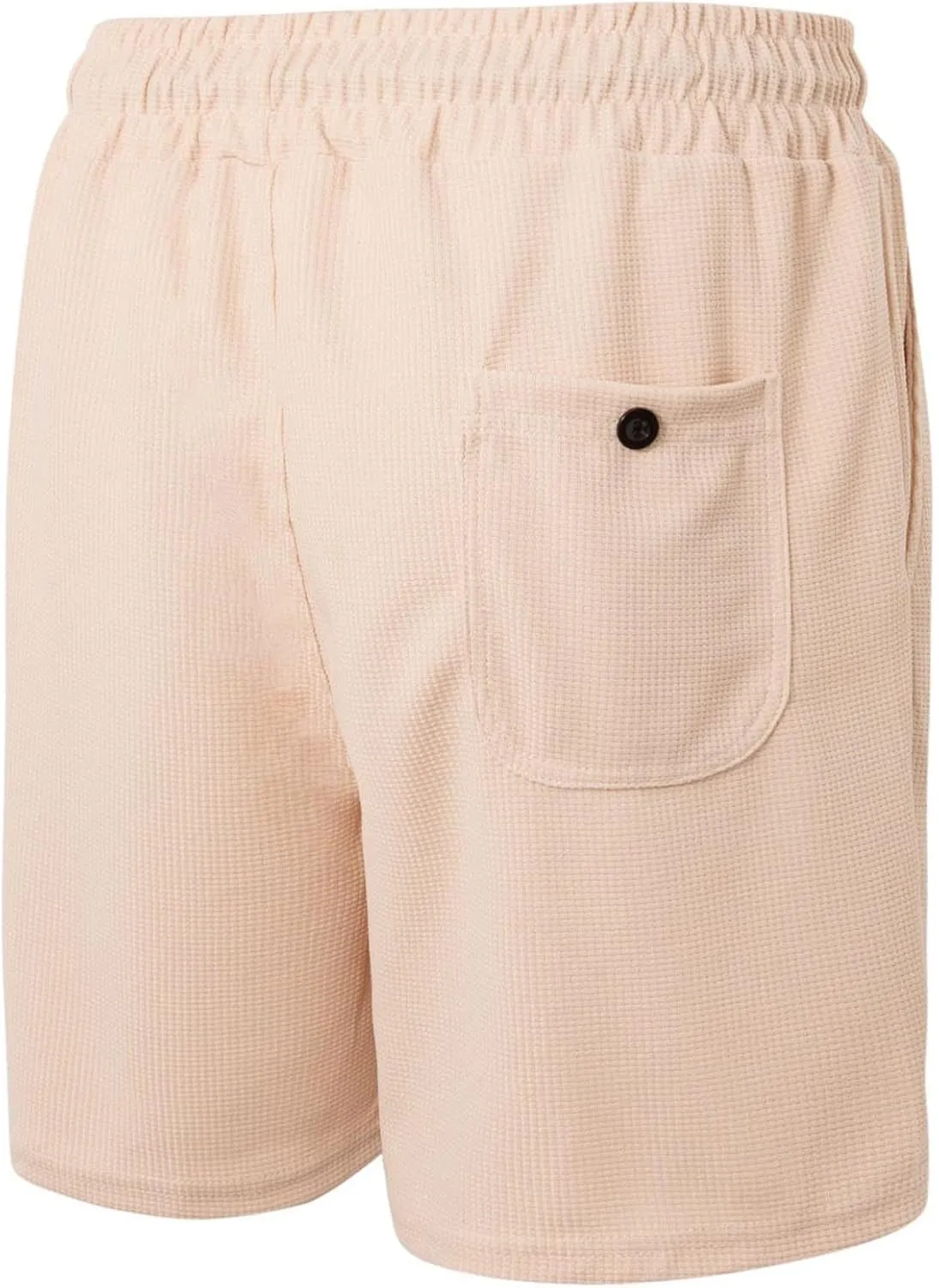 Mens Casual Shorts 5 Inch Inseam Waffle Lightweight Drawstring Elastic Waist Flat Front Chino Golf Shorts with Pockets