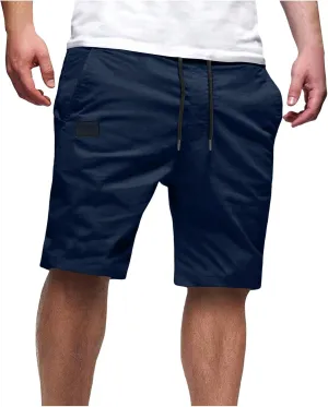 Mens Casual Shorts - Cotton Drawstring Cargo Shorts Summer Beach Stretch Twill Chino Golf Shorts Comfy Beach Outfits
