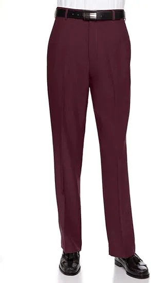 Men's Flat Front Dress Pant Modern Fit - Perfect for Every Day! - Burgundy