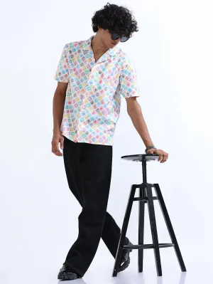Men's Multicolor Cuban Collar Embroidered shirt