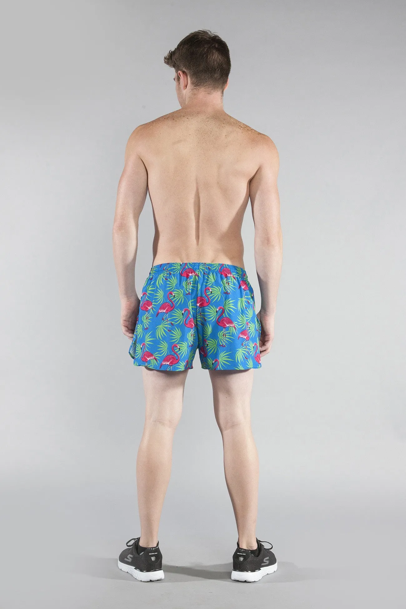 Men's Printed 3" Half Split Shorts - Flamingo Turquoise