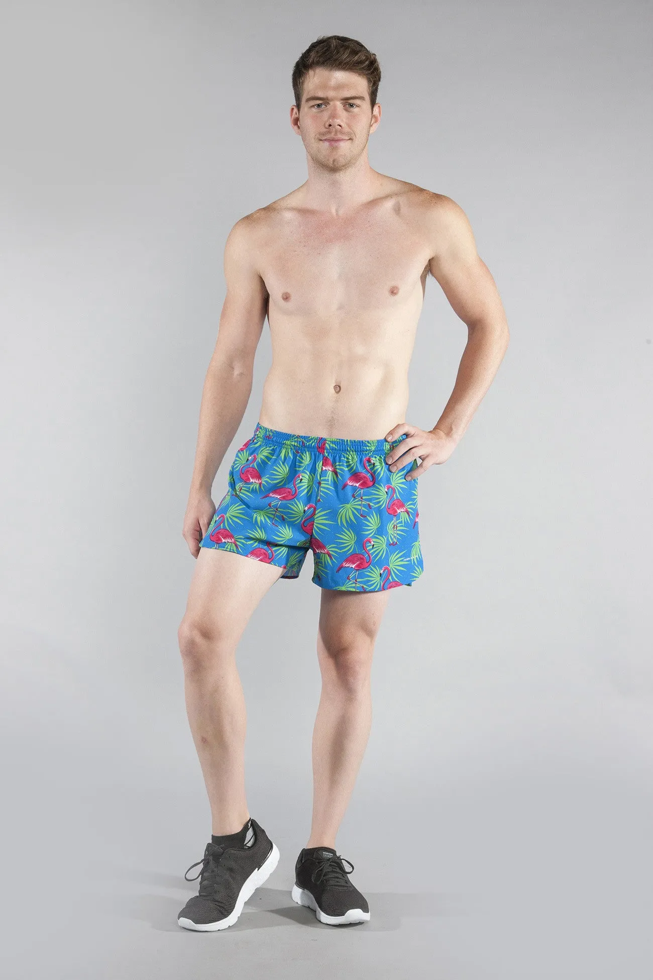 Men's Printed 3" Half Split Shorts - Flamingo Turquoise