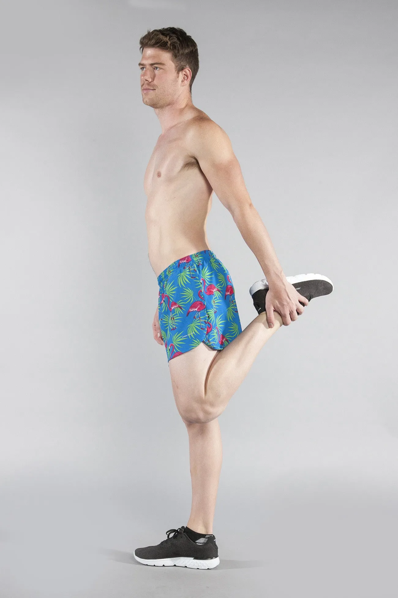 Men's Printed 3" Half Split Shorts - Flamingo Turquoise