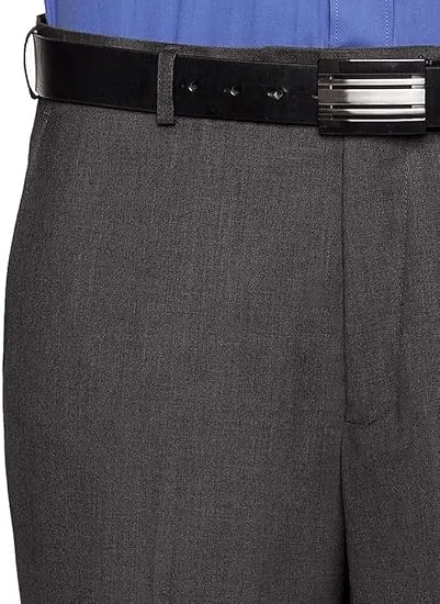 Mens Slim fit Dress Pants Flat-Front - Modern Formal Business Wrinkle Free No Iron - Charcoal