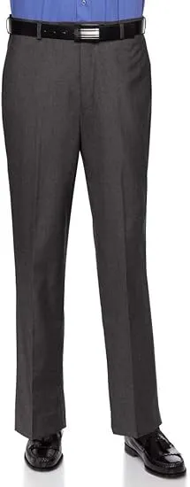 Mens Slim fit Dress Pants Flat-Front - Modern Formal Business Wrinkle Free No Iron - Charcoal