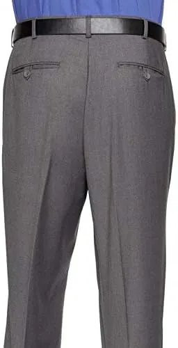 Mens Slim fit Dress Pants Flat-Front - Modern Formal Business Wrinkle Free No Iron Grey 33Wx34L