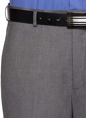 Mens Slim fit Dress Pants Flat-Front - Modern Formal Business Wrinkle Free No Iron Grey 33Wx34L