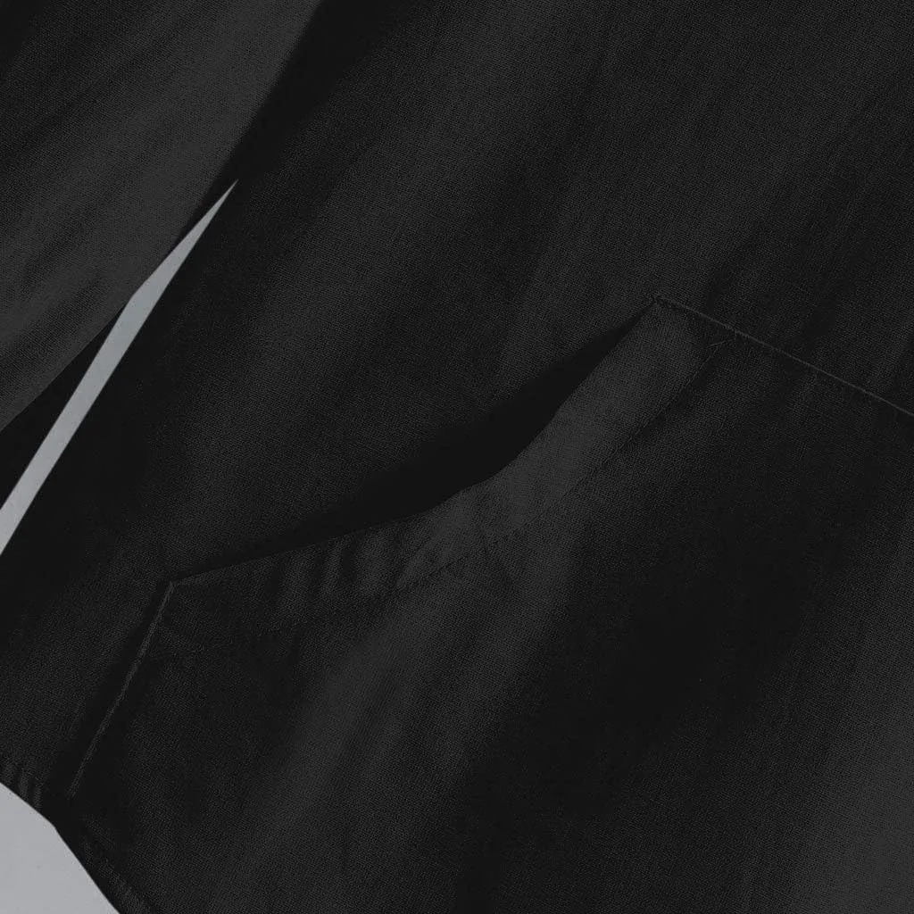 Mens Trendy Hoodie Baggy Cotton Linen Hooded Pocket Solid Long Sleeve Retro T Shirts Tops Hoodies Pullover