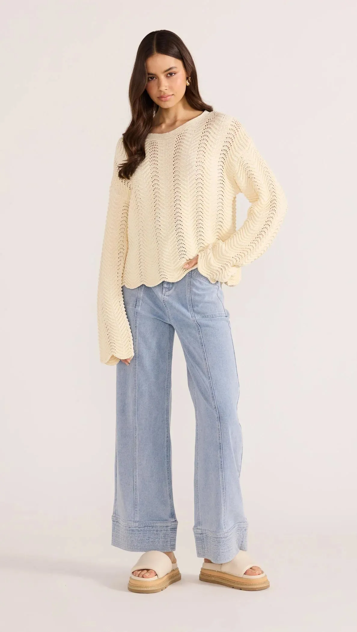 MINKPINK | Brooke Crochet Wave Sweater