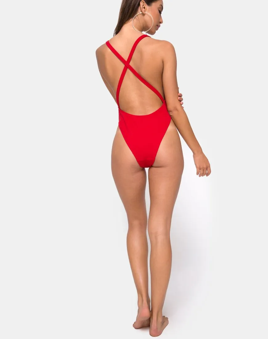 Miro Swimsuit in Red Rib