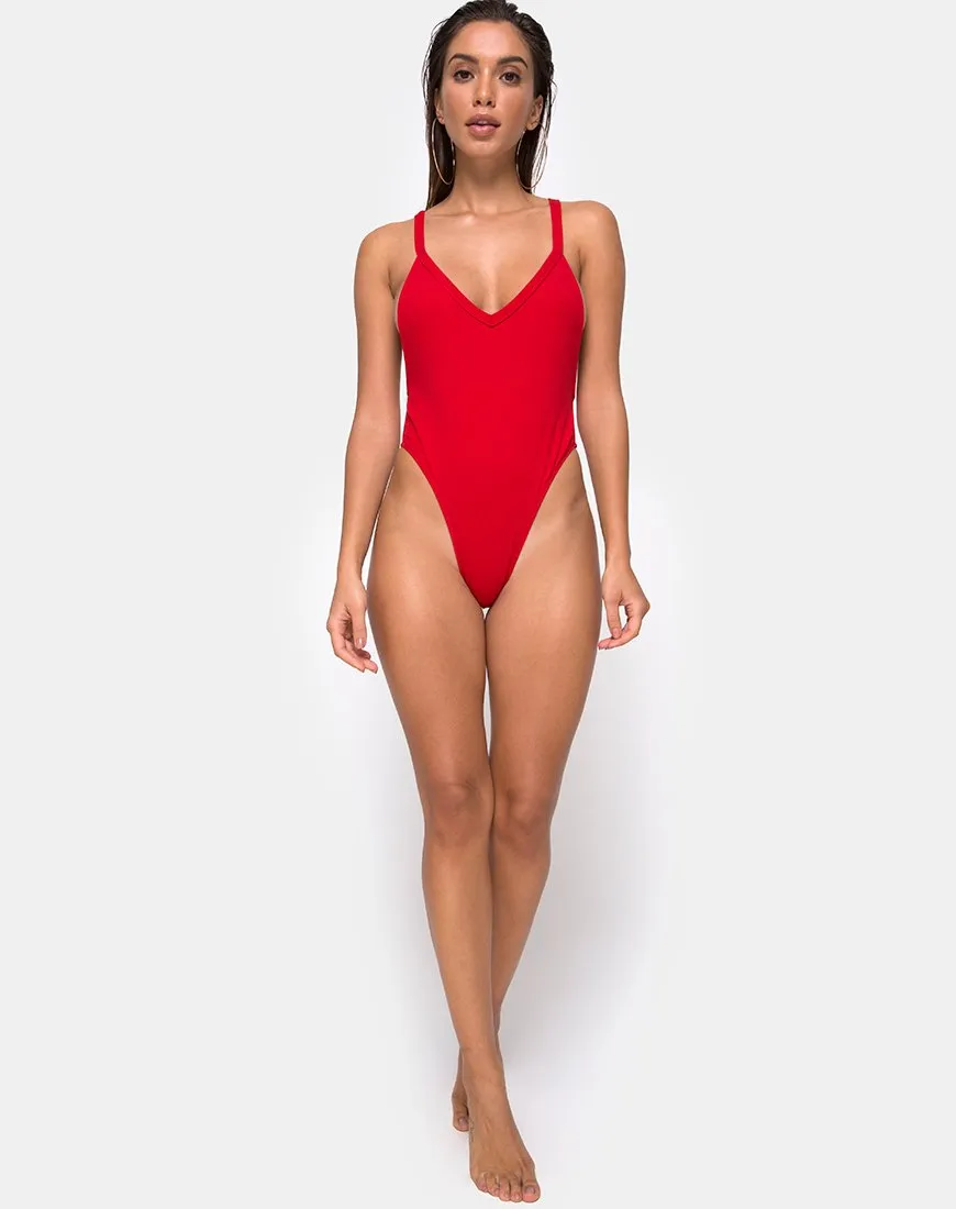 Miro Swimsuit in Red Rib