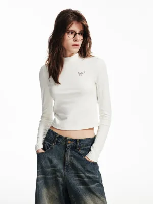 Mock-Neck Simple Ctopped Bijou Cutsew